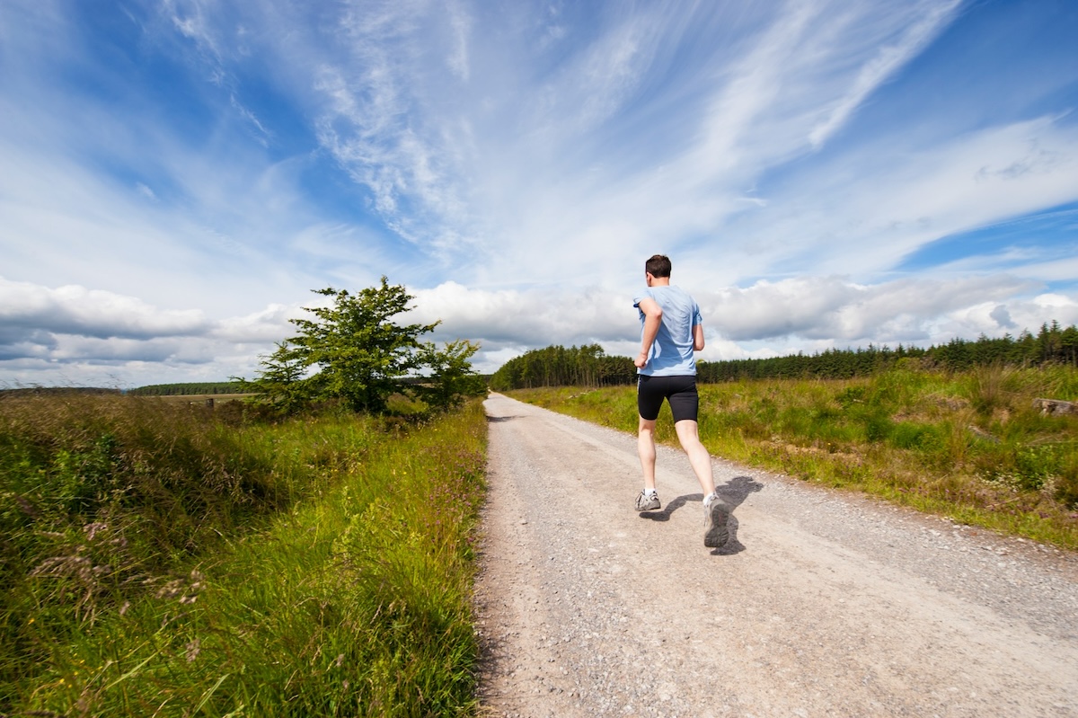 The simple power of exercise, demonstrated with a photo of a trail runner.